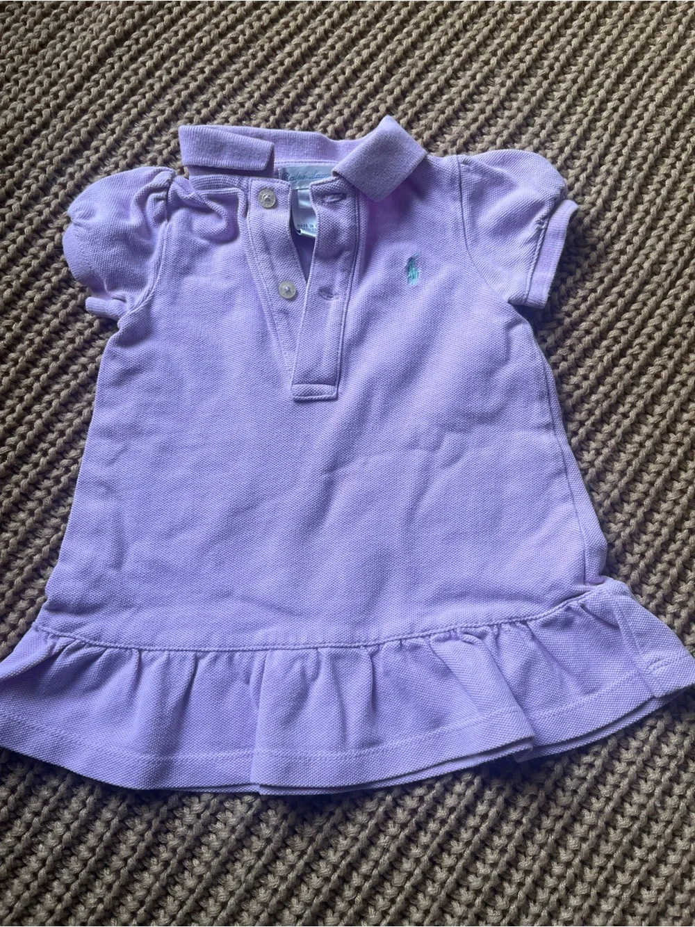 Ralph Lauren Lavender Ruffle Hem Polo Dress Top